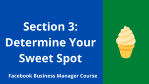 section 3 determine your sweet spot Facebook Business Manager Course